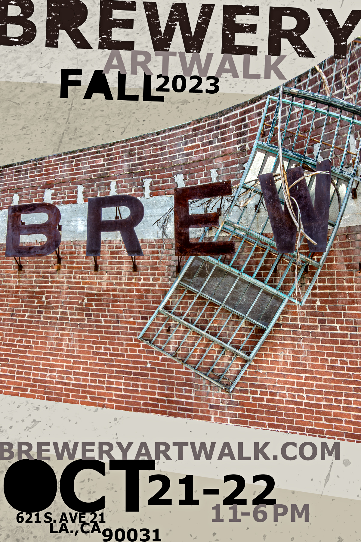 A heavily designed postcard for the twice yearly Brewery Artwalk.