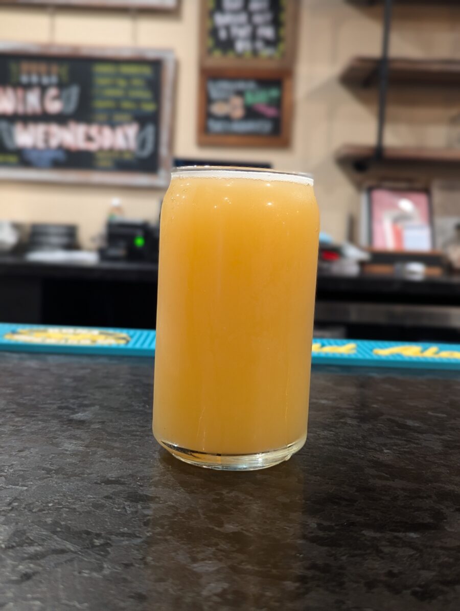 A glass of frosty hazy ipa