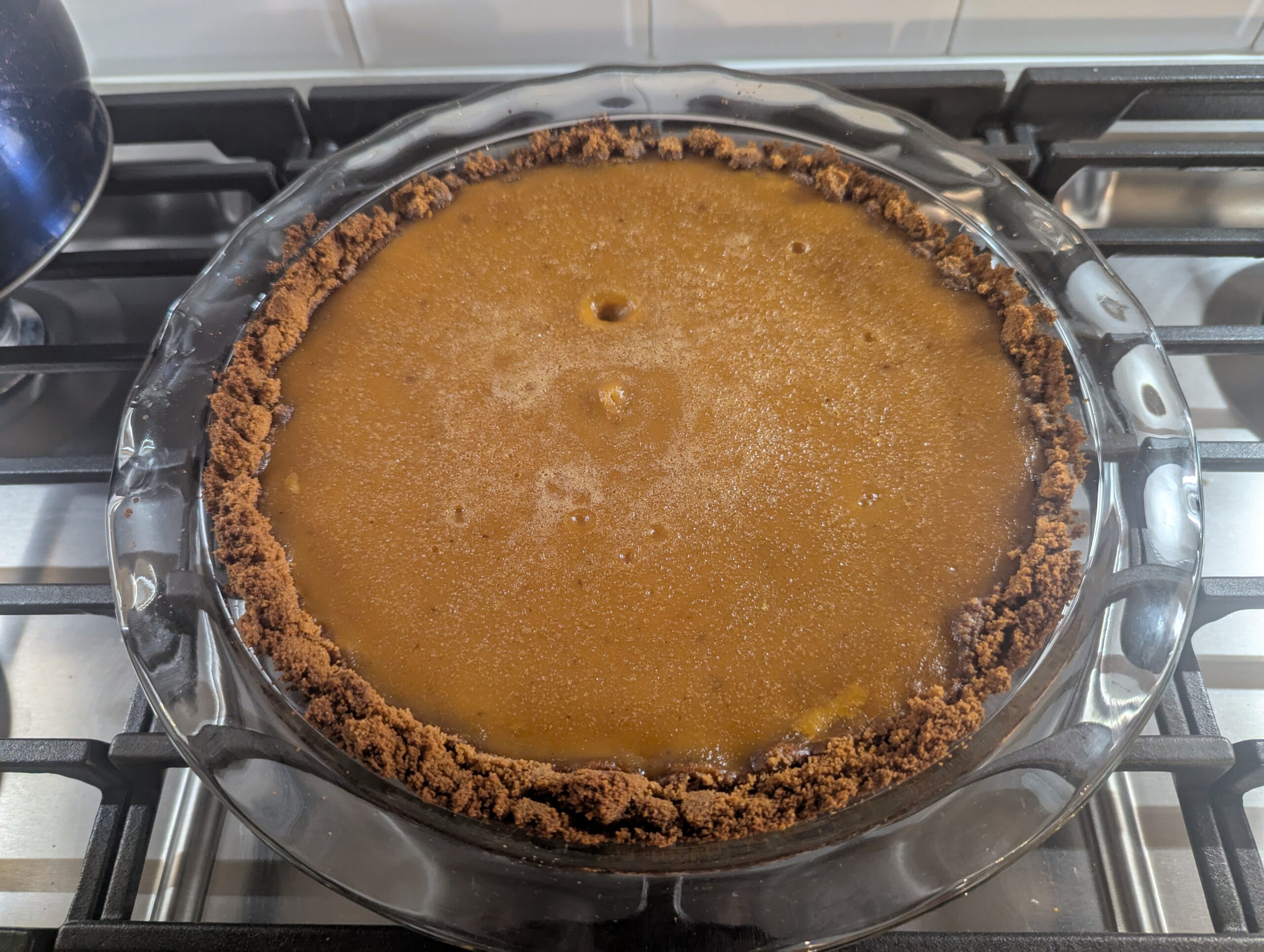 A pumpkin pie. Made from the pumpkins in the previous image.