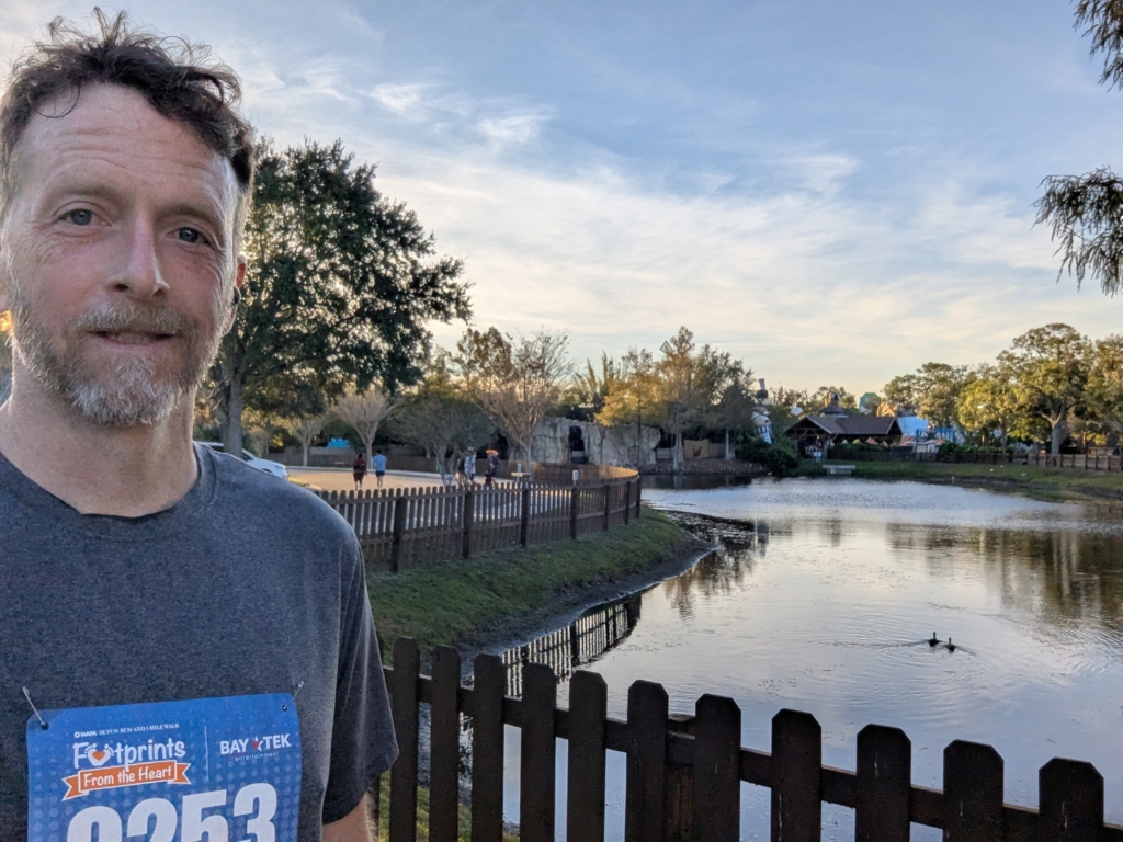 A photo of me at the Kids the World Village after the 2024 GKTW 5k