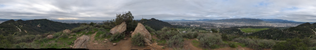 A panoramic photo from the top of Mt. Chapel overlooking Los Angeles